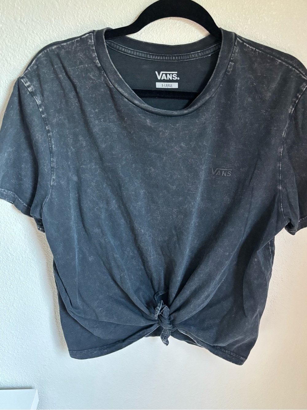 Vans Black Washed Knot-Front Short Sleeve Tee